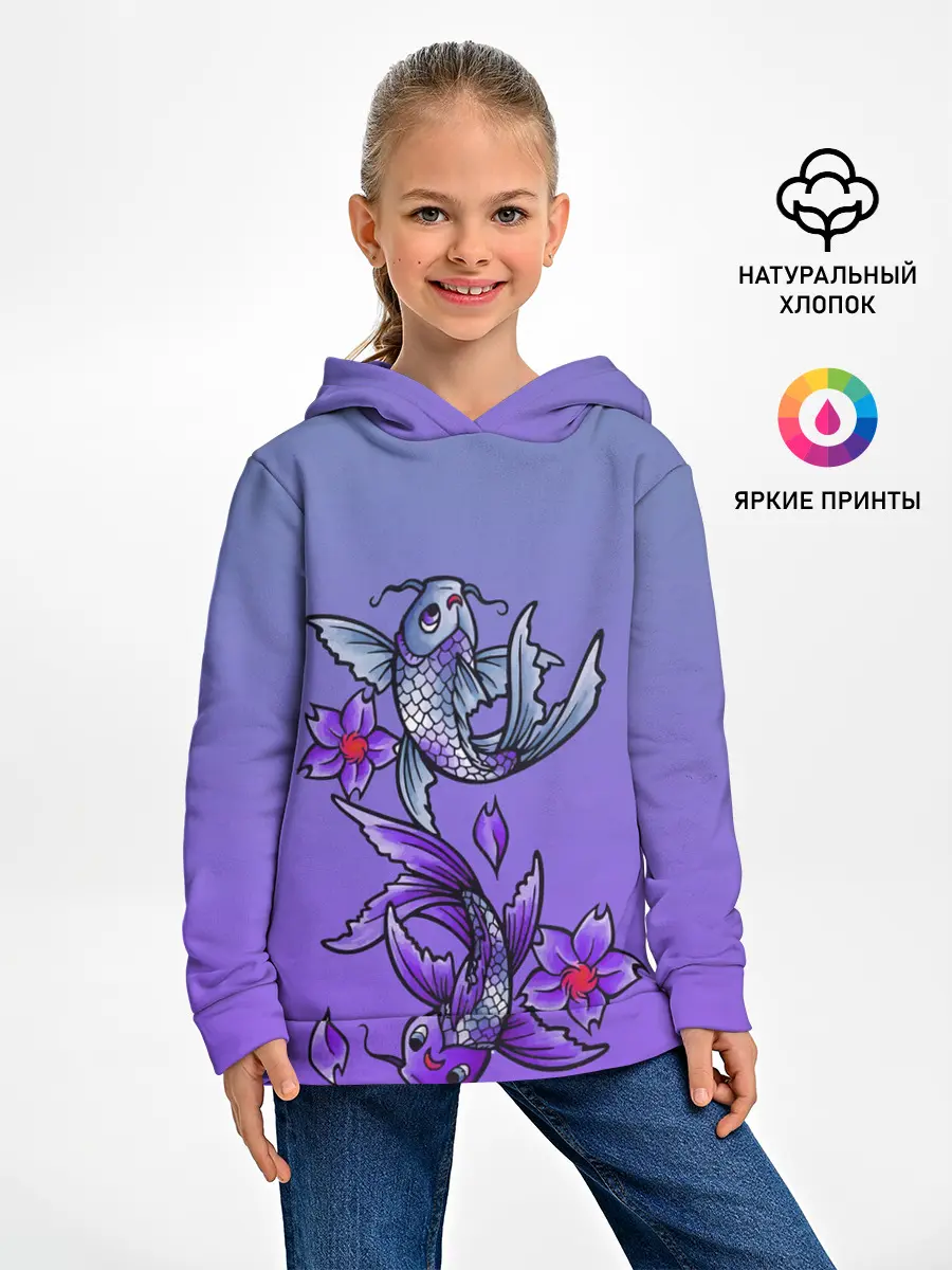 Детское худи / Рыбы и цветы