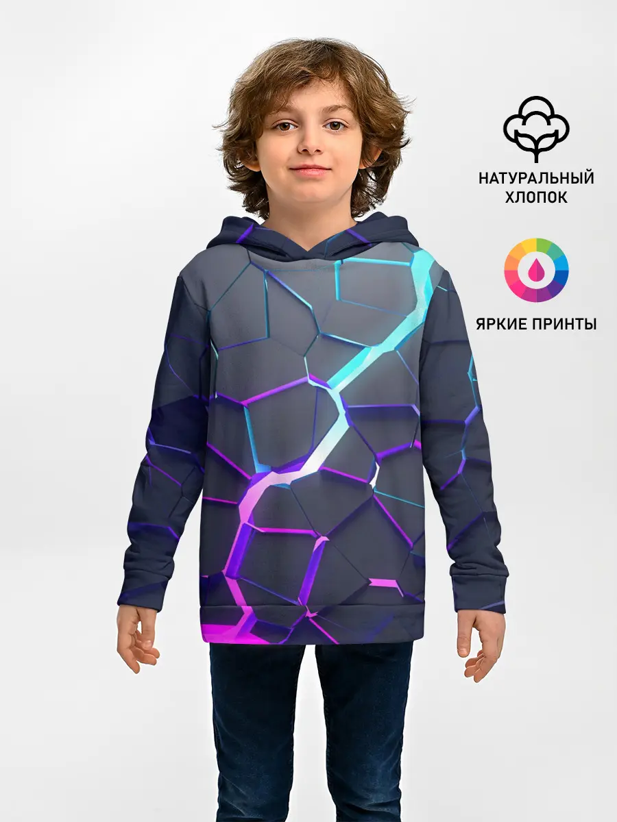Детское худи / НЕОНОВЫЙ РАЗЛОМ | 3Д РАЗЛОМ
