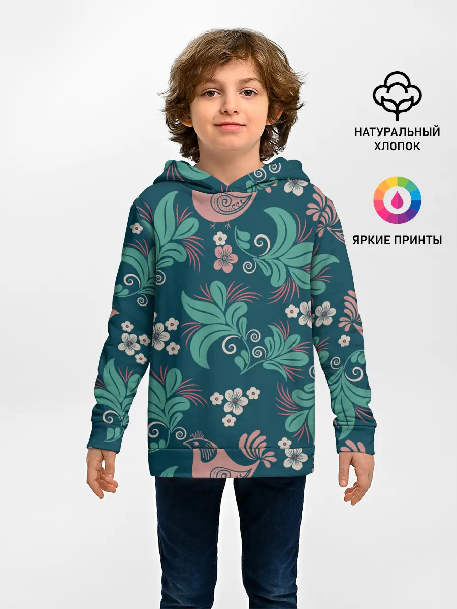 Детское худи / Птицы в Цветах