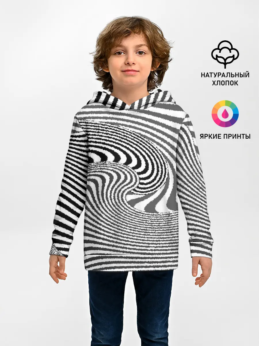 Детское худи / Черно белый мозаичный узор