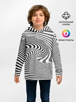 Детское худи / Черно белый мозаичный узор