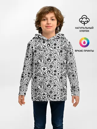 Детское худи / Черное кружево цветочное