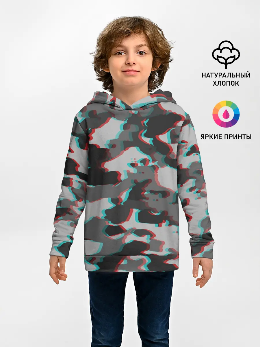 Детское худи / Серый камуфляж