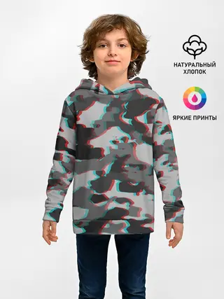Детское худи / Серый камуфляж