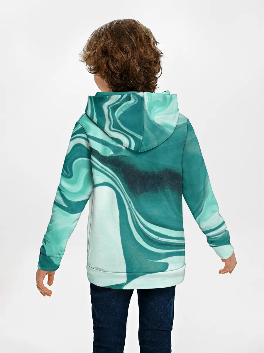 Детское худи / красочный зелёный развод