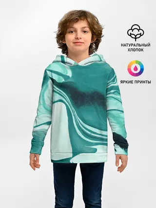 Детское худи / красочный зелёный развод