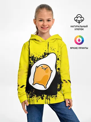 Детское худи / веселое яйцо на черном фоне