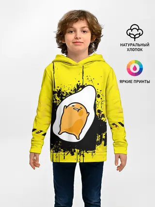 Детское худи / веселое яйцо на черном фоне