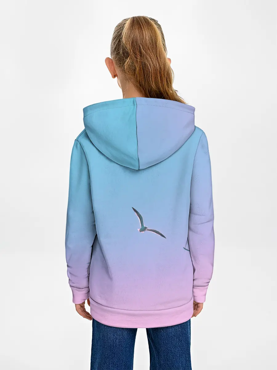Детское худи / чайки птицы полет градиент