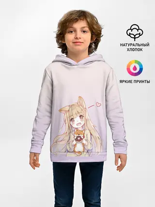 Детское худи / малышка чиби пончик лис