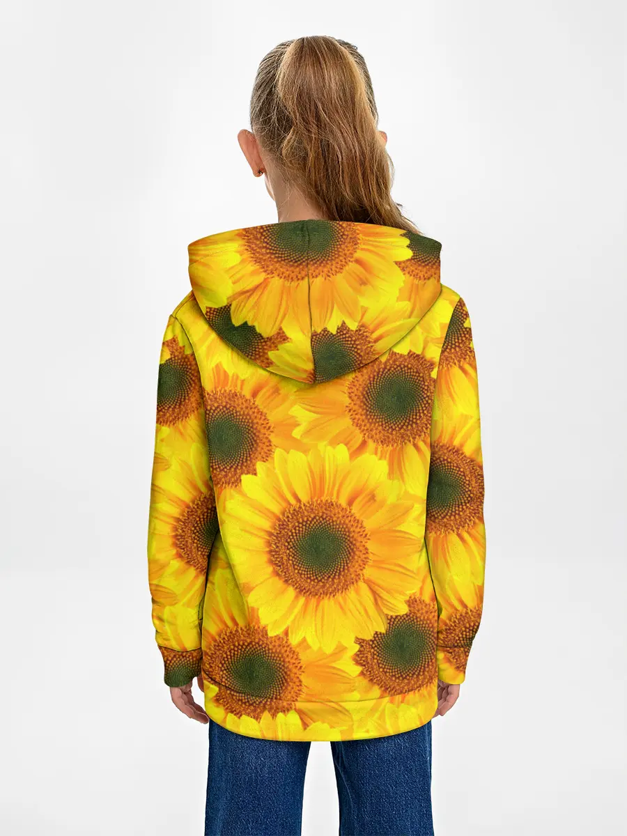 Детское худи / Принт подсолнухи желтый