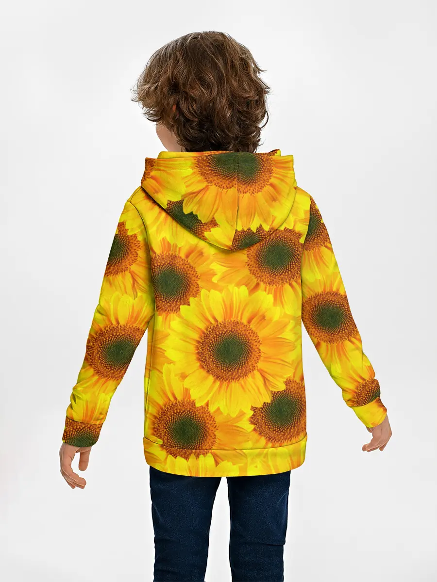 Детское худи / Принт подсолнухи желтый