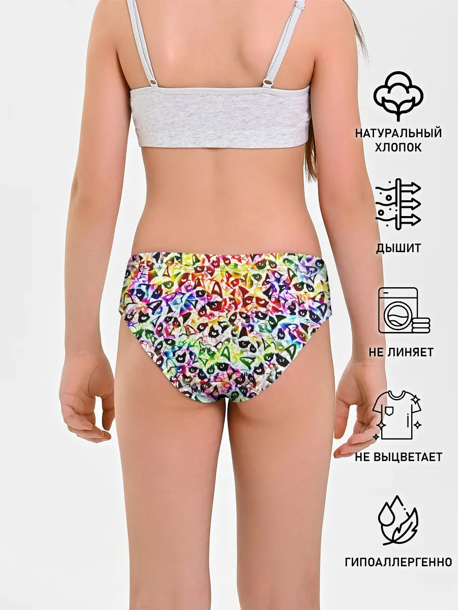 Трусы для девочек / Веселый узор из грустных котов