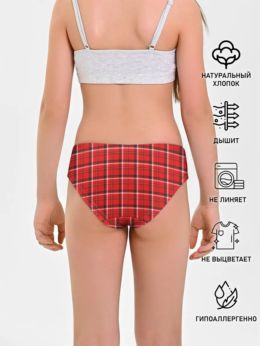 Трусы для девочек / Красная клеточка
