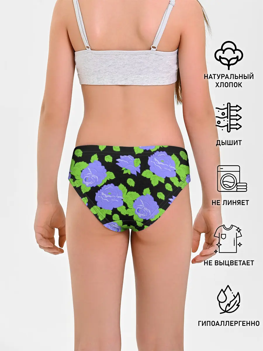 Трусы для девочек / Синие розы