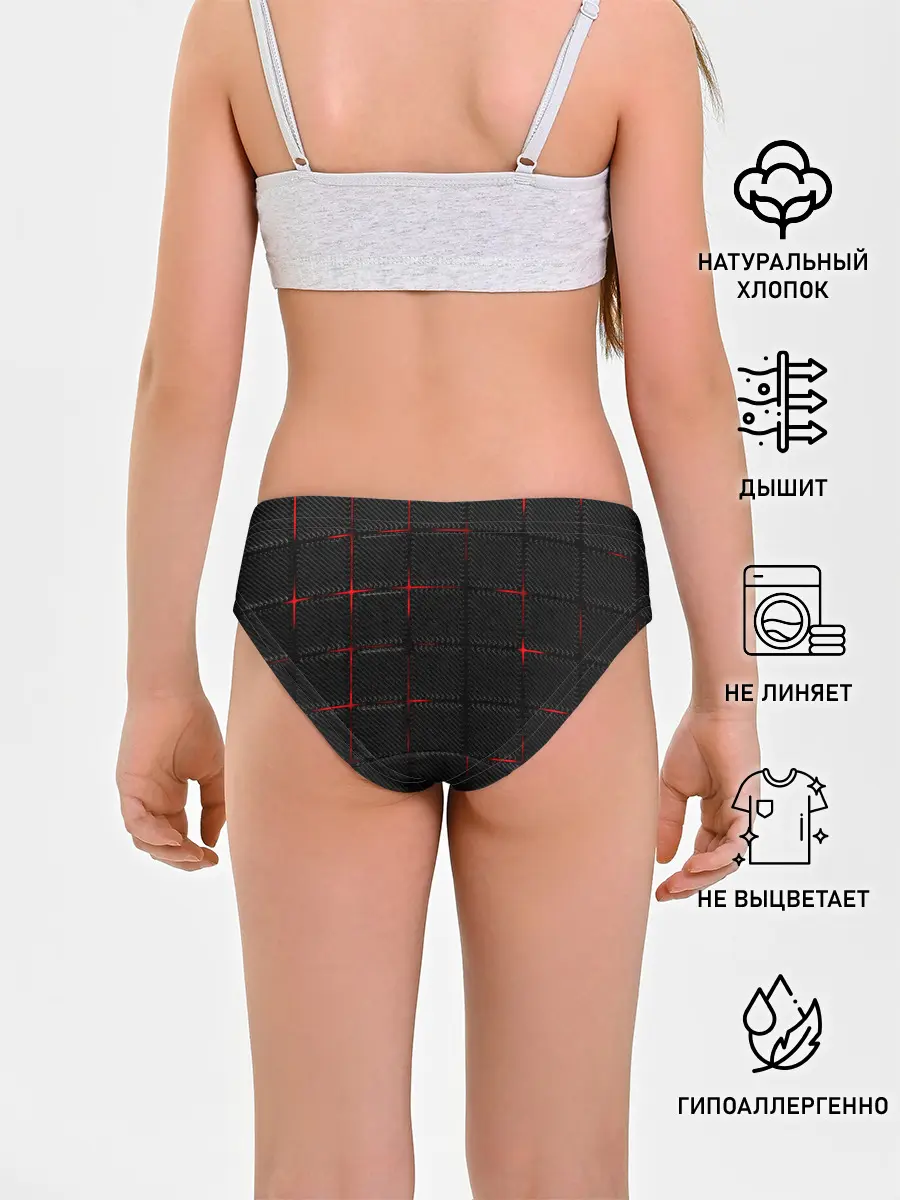 Трусы для девочек / 3D Плиты Red & Black