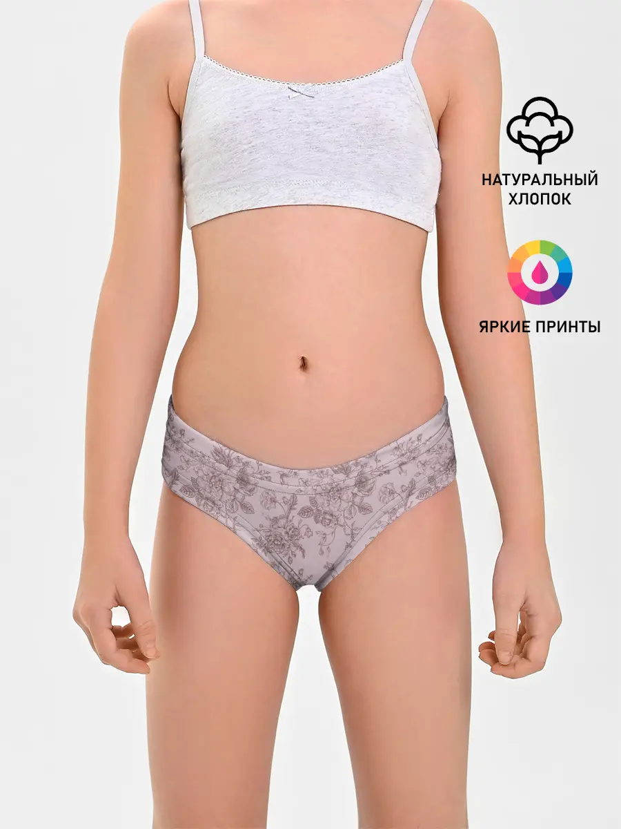 Трусы для девочек / розы с пионами