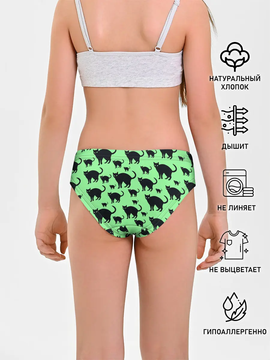 Трусы для девочек / Кошки черные