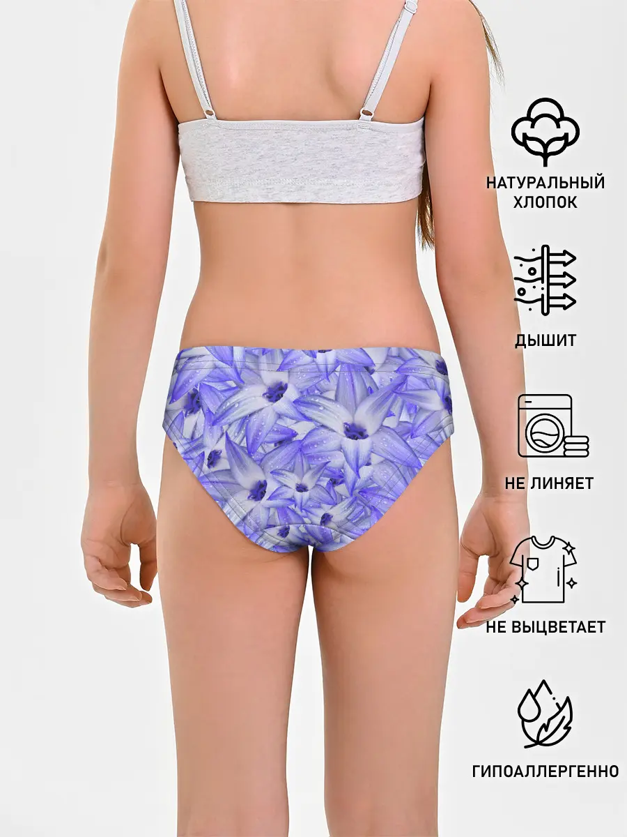 Трусы для девочек / Синие Цветы