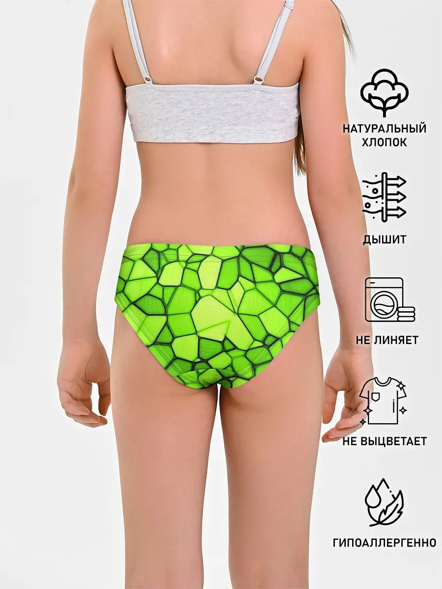 Трусы для девочек / Зеленая мозаика