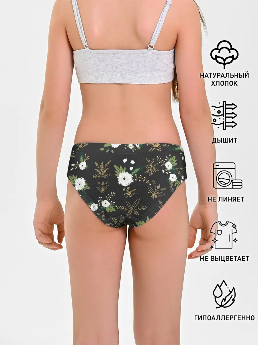 Трусы для девочек / Белые хризантемы