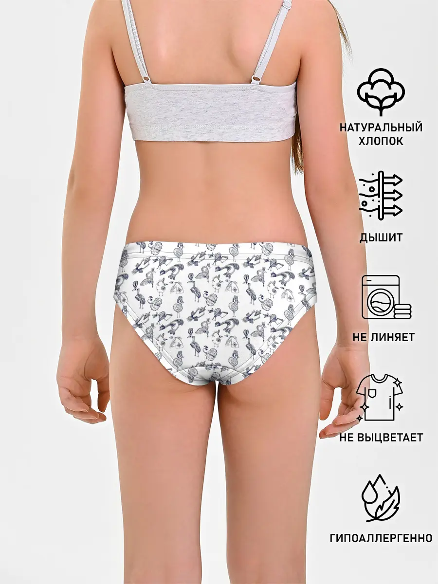 Трусы для девочек / Скетч сказочные птицы