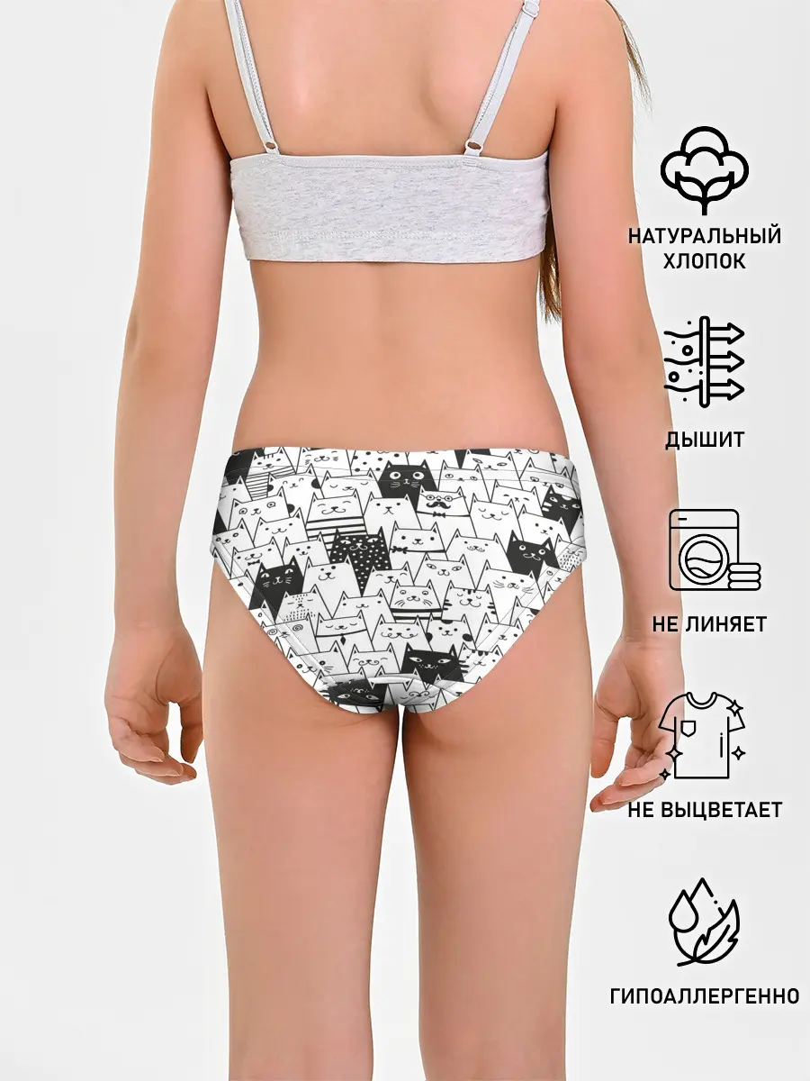 Трусы для девочек / КОТЫ BLACK