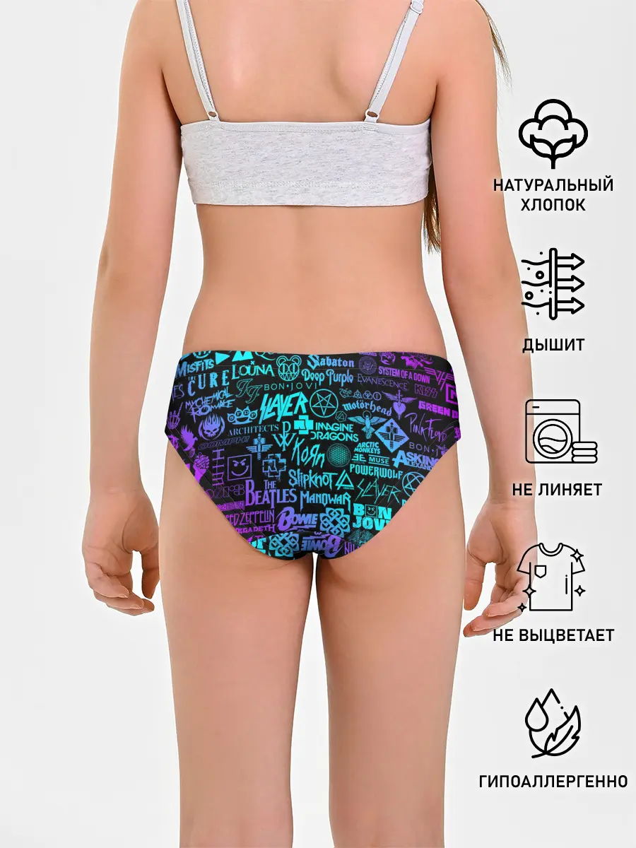 Трусы для девочек / ЛОГОТИПЫ РОК ГРУПП НЕОН
