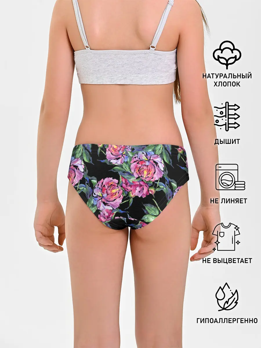 Трусы для девочек / Розовые пионы