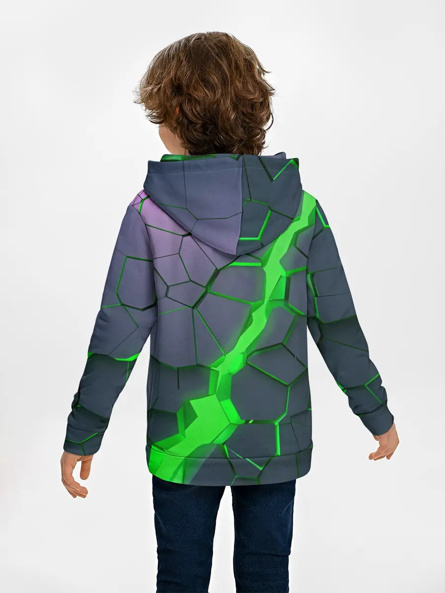 Детское худи / ЗЕЛЕНЫЙ РАЗЛОМ | 3Д РАЗЛОМ
