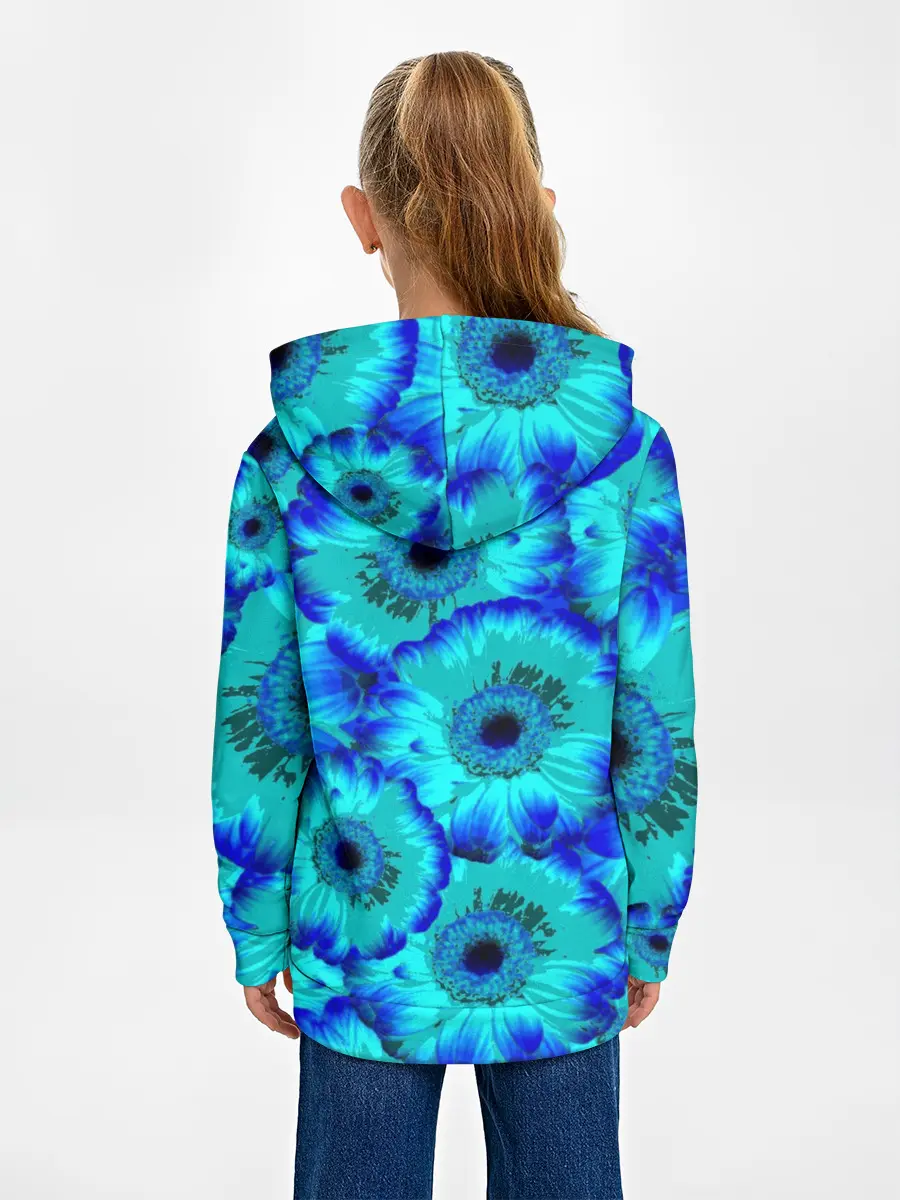 Детское худи / Голубые хризантемы