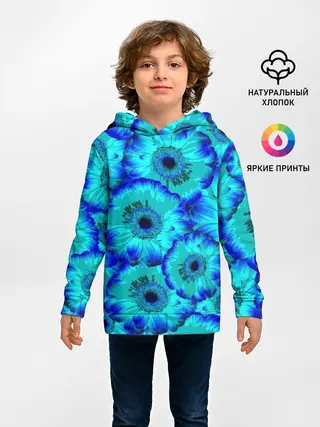 Детское худи / Голубые хризантемы