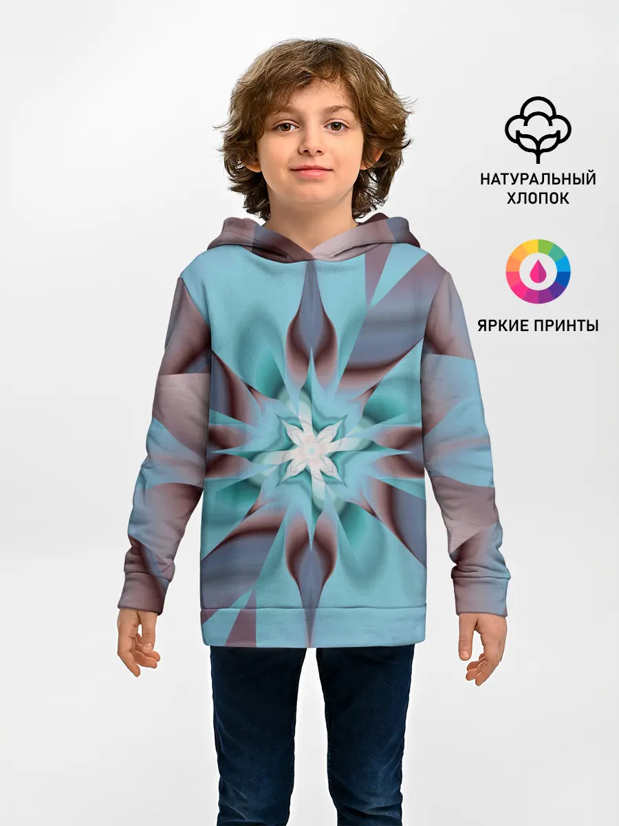 Детское худи / Абстрактный цветок. Голубой.