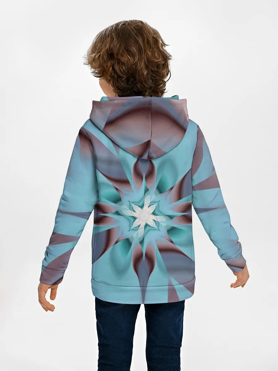Детское худи / Абстрактный цветок. Голубой.
