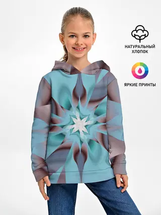 Детское худи / Абстрактный цветок. Голубой.