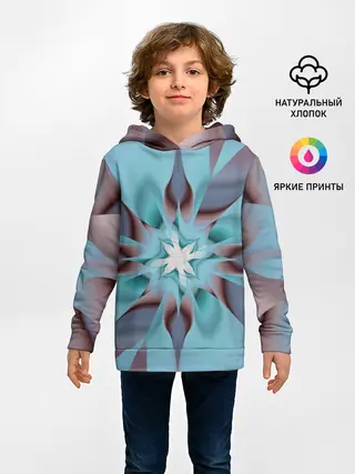 Детское худи / Абстрактный цветок. Голубой.