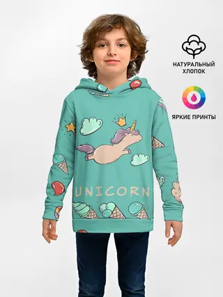 Детское худи / Единорог с мороженкой
