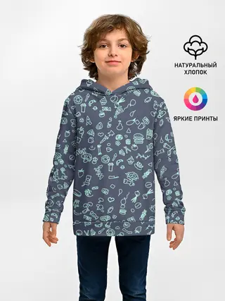 Детское худи / Еда Синий