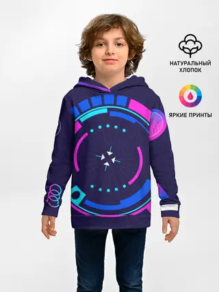 Детское худи / Розовый Синий Киберпанк