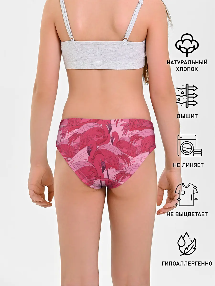 Трусы для девочек / розовые фламинго