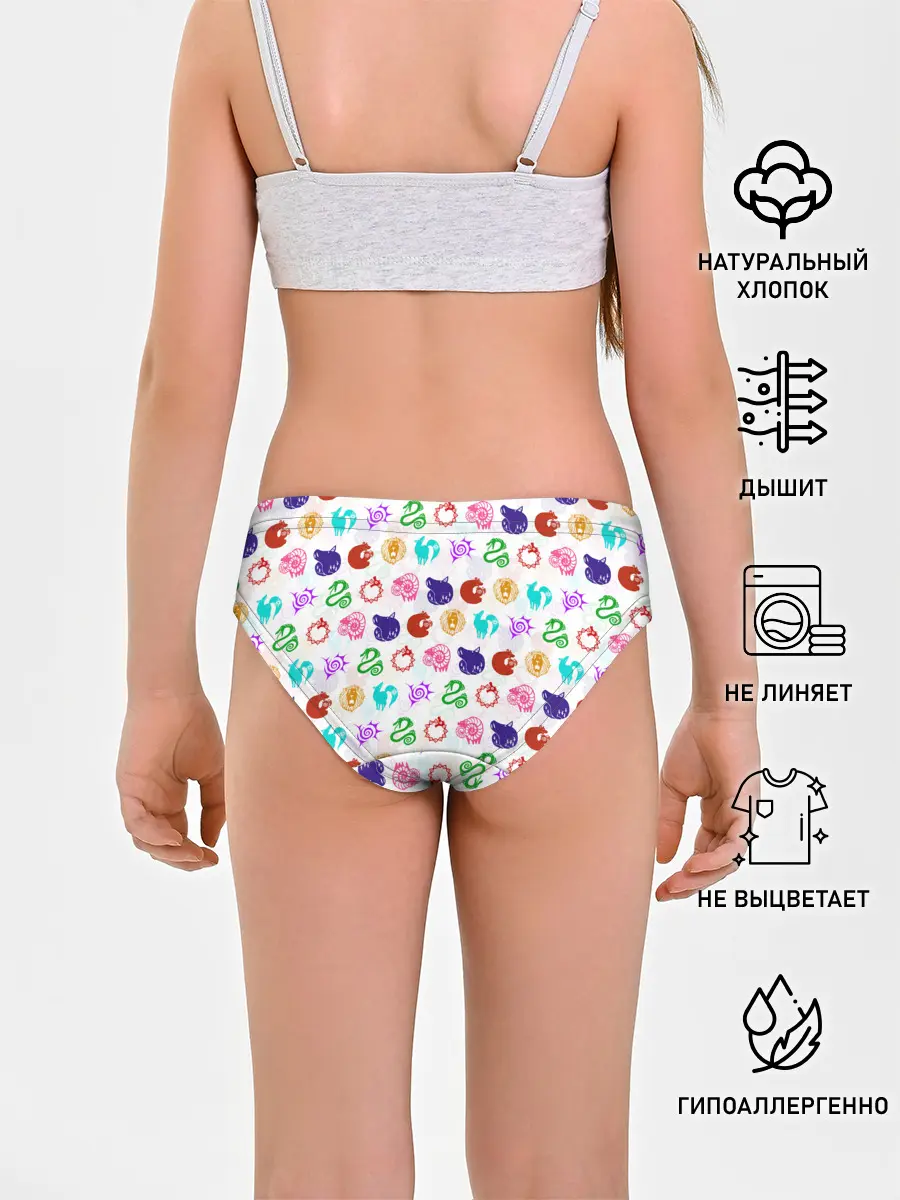 Трусы для девочек / 7 СМЕРТНЫХ ГРЕХОВ ЦВЕТНОЙ ПАТТЕРН СИМВОЛЫ