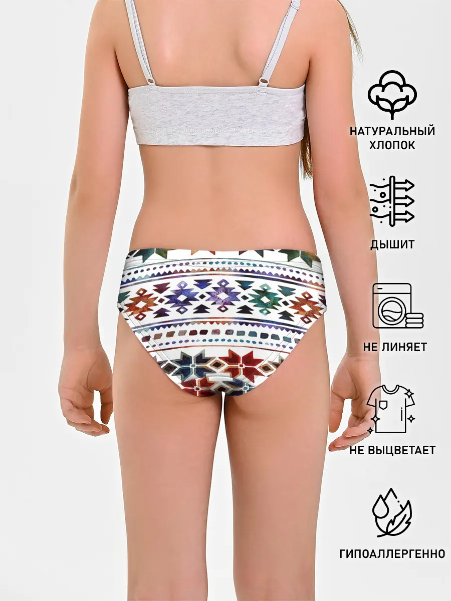 Трусы для девочек / Снежинки акварель