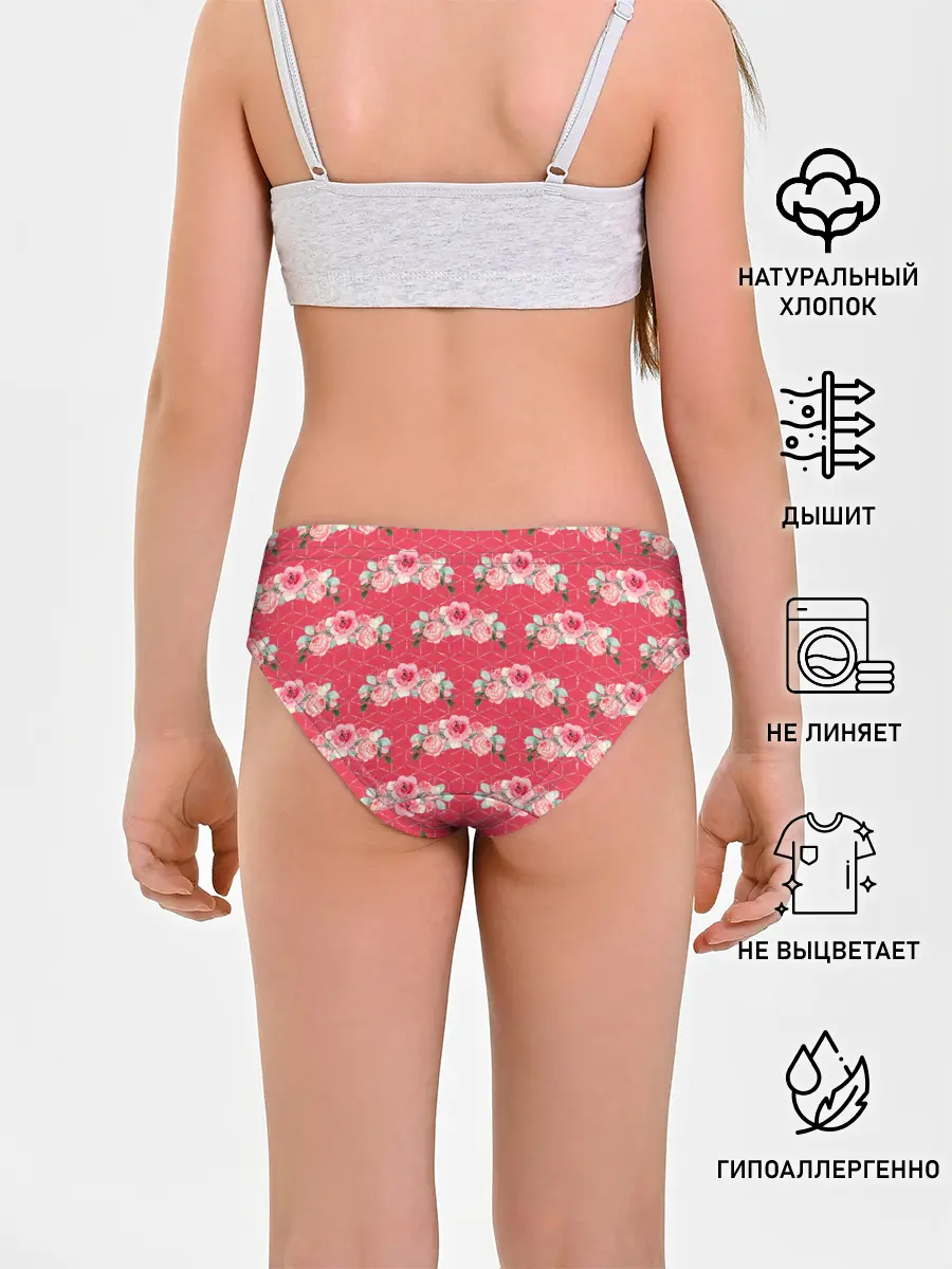 Трусы для девочек / Красные розы паттерн