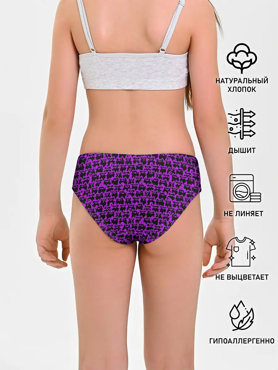 Трусы для девочек / Неоновые коты