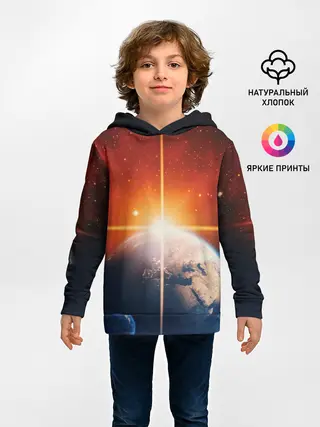 Детское худи / Космос земля 3D