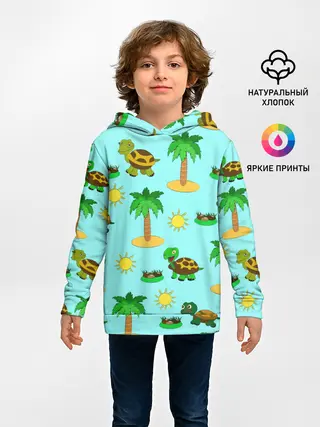Детское худи / черепашки и пальмы