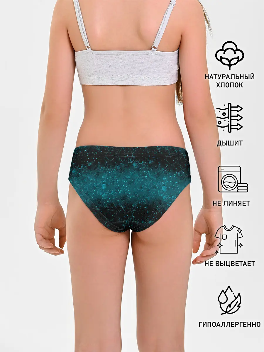 Трусы для девочек / Черно-синие блестки