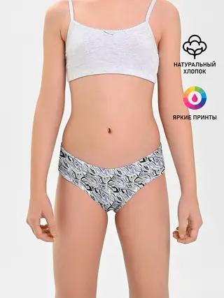 Трусы для девочек / Абстрактный сиренево-черный