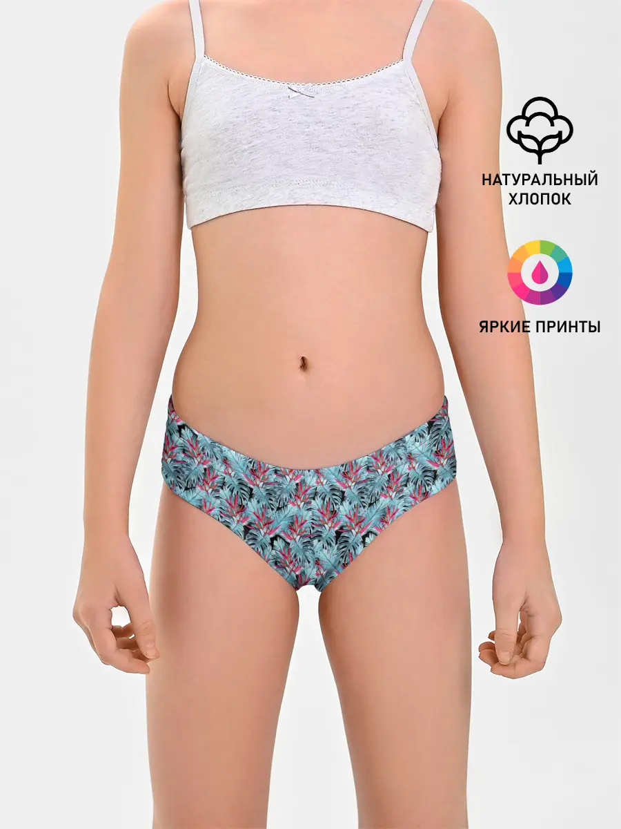Трусы для девочек / Розово-голубой тропический