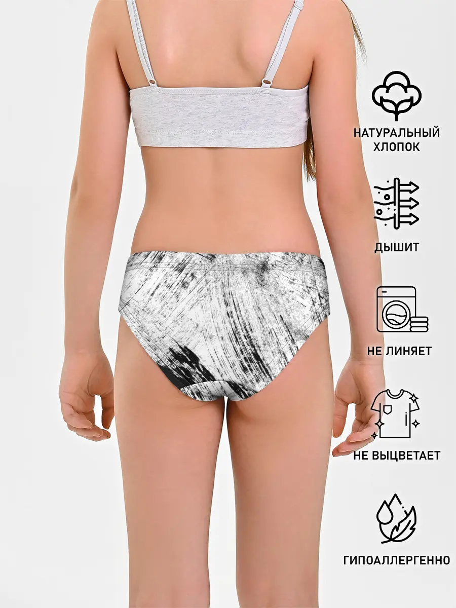 Трусы для девочек / Серые штрихи